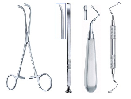 Bone Chisels, Bone Curettes & Bone Block Clamp