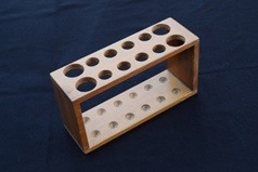 Test Tube Rack, wide form, Multiple size holes, wooden