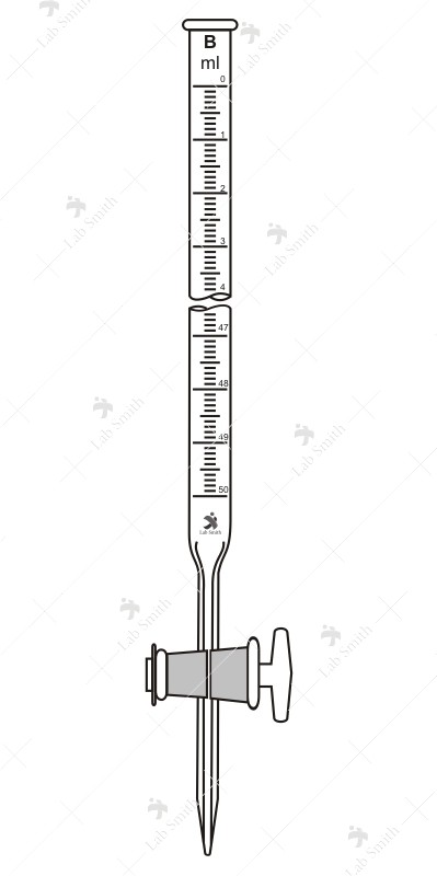 Burette with Straight Bore Glass Key Stopcock. Accuracy as per Class 'B' 