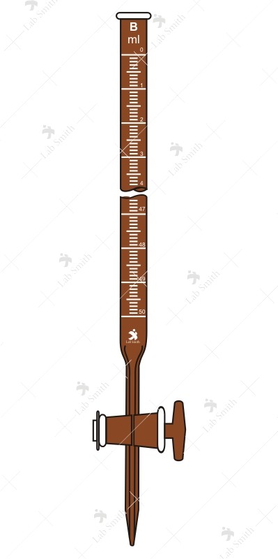 Burette with Straight Bore Glass Key Stopcock. Accuracy as per Class 'B' (Amber)
