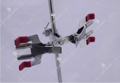 Burette Clamp, Double, Mild Steel, Chrome Plated