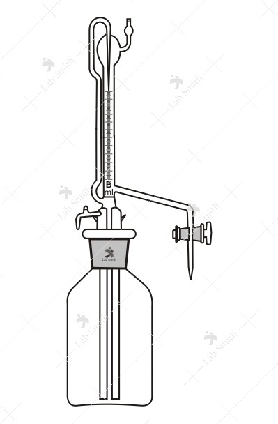 Burette, Automatic Zero Glass Key Stopcock, Mounted on Reservoir, with Rubber bellow. Accuracy as per Class ‘B’