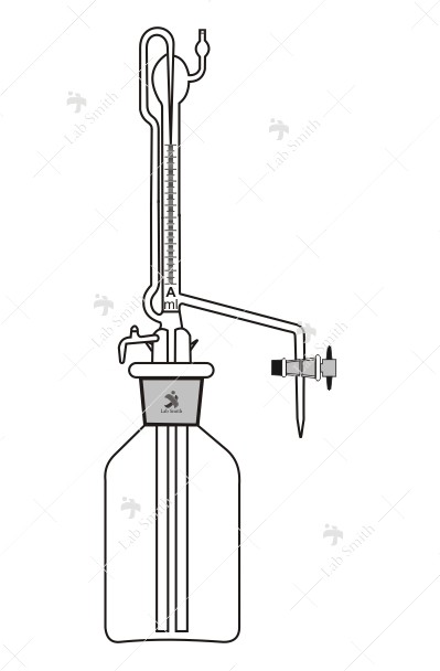 Burette, Automatic Zero with PTFE Key Stopcock, Mounted on Reservoir, Rubber bellow. Accuracy as per Class ‘A’ with works certificate