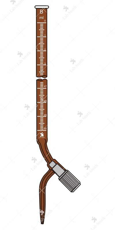 Burettes with screw Type PTFE Key Rotaflow Stopcock, Accuracy as per Class ‘B’ (Amber)