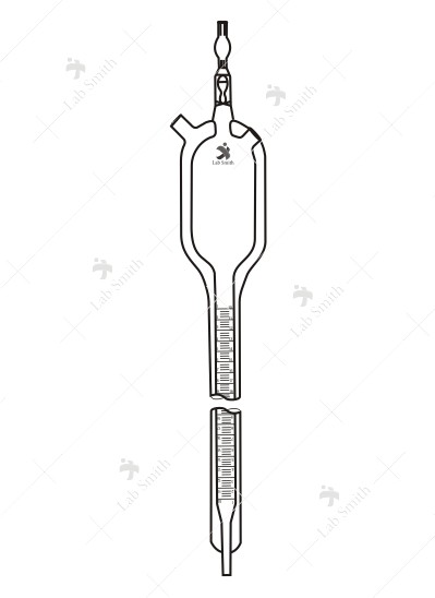 Carbon Burette, Inner tube permanently graduated, with one valve at the top.