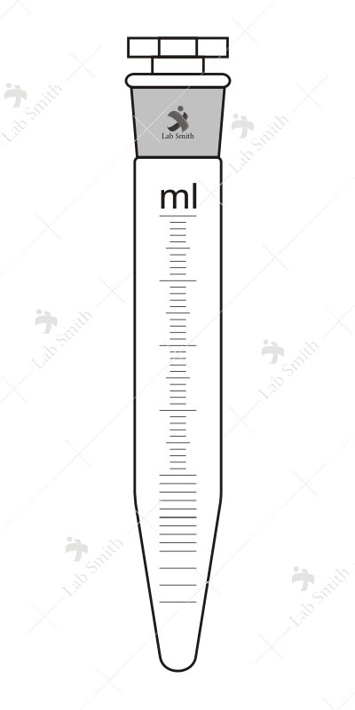 Centrifuge Tube, Conical bottom, Graduated with interchangeable stopper.