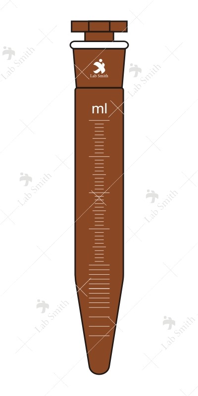 Centrifuge Tube, Conical bottom, Graduated with interchangeable stopper.(Amber)