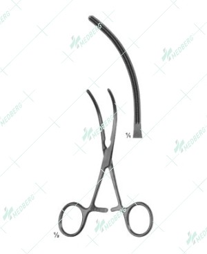 De Bakey Mauk Gebogan Forceps, Curved Jaw, 125 mm