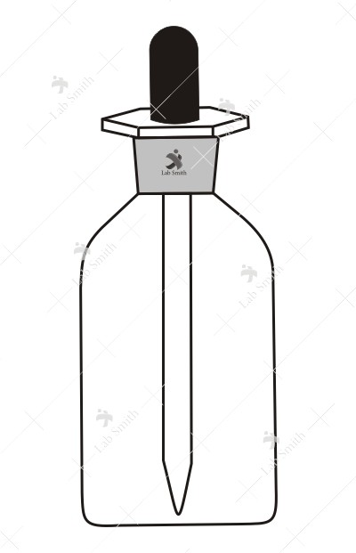 Dropping Bottle, polythene stopper with dust prrof head, glass dropper and rubber teat.