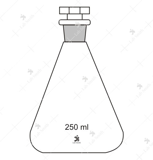 Flasks Conical, with interchangeable stopper.