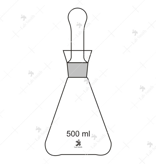 Flasks Iodine, with funnel shaped cup & stopper.
