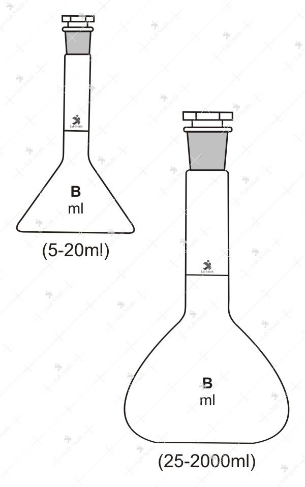 Flasks Volumetric (Measuring) with interchangeable Glass Stopper, Accuracy as per Class ‘B’.