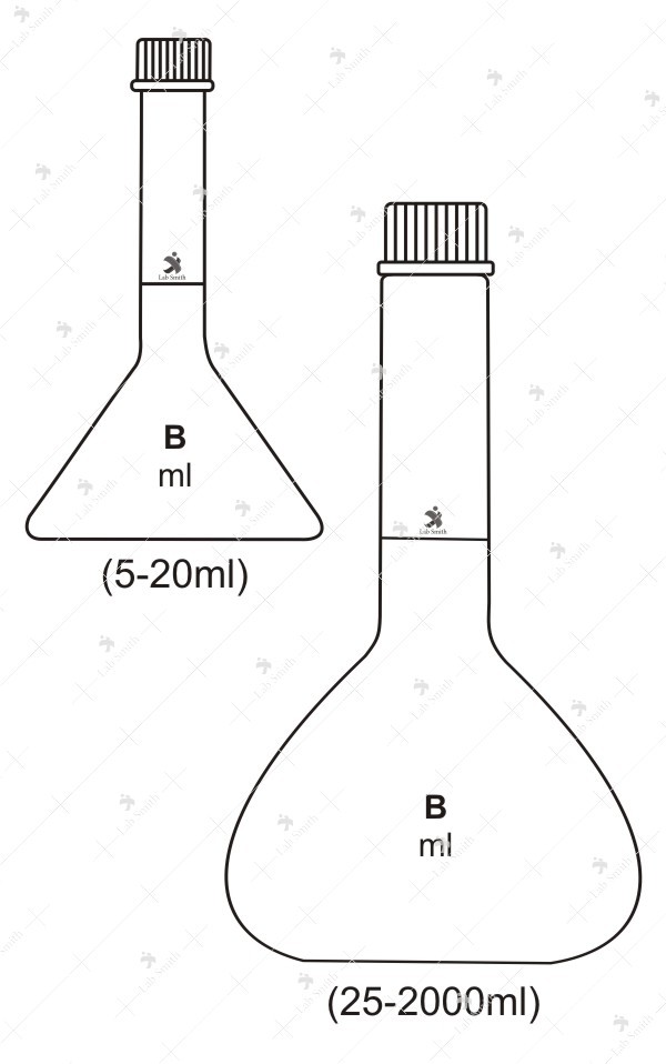 Flasks Volumetric (Measuring) with screw cap, Accuracy as per Class ‘B’.