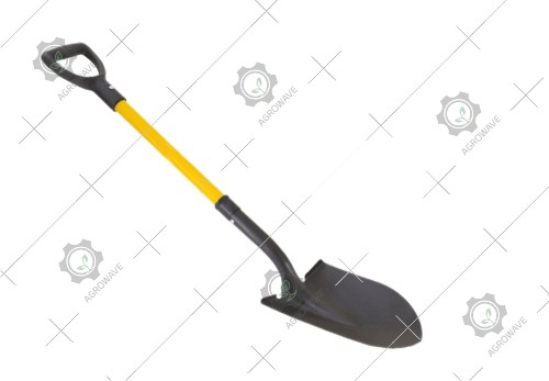 Garden Shovel With Round Head  J-FRS-3000 Description: Designed for digging unprepared ground Features: •	Hardened & Tempered Steel blade with rust preventive coating •	Round head •	For Digging in unprepared ground •	Light Weight fibre glass handle with D