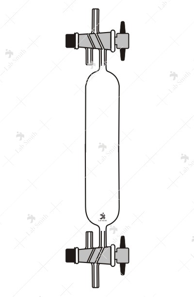 Gas Collecting Tubes, with two, three way double oblique bore, PTFE key stopcocks one on each side.
