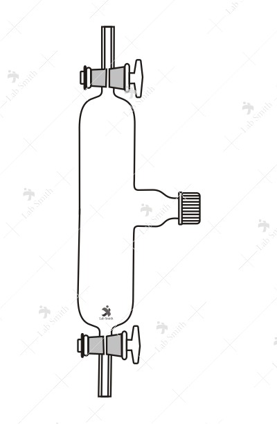 Gas Collecting Tubes, with two, two way stopcocks one on each side, with one side tube, screw cap and rubber septa.