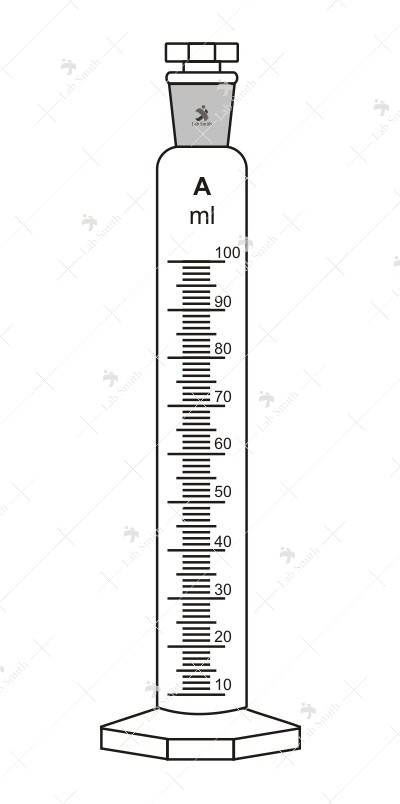 Measuring Cylinders, with interchangeable stopper, Hexagonal Base. Accuracy as per Class ‘A’ with works certificate.