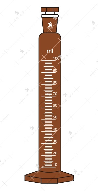 Measuring Cylinders, with interchangeable stopper, Hexagonal Base. Accuracy as per Class ‘B’ (Amber). 