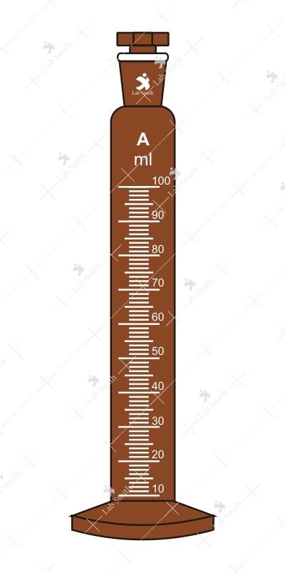Measuring Cylinders, with interchangeable stopper, round base, Class ‘A’ with works certificate (Amber).