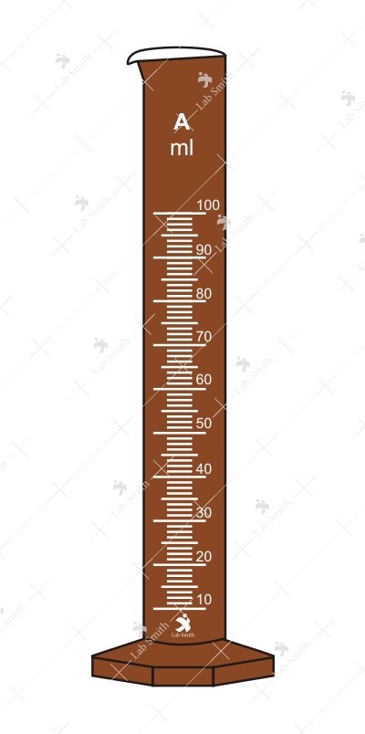 Measuring Cylinders, with spout, Hexagonal Base. Accuracy as per Class ‘A’ with works certificate (Amber).