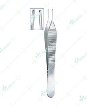 Micro Adson Serrated Tissue Forceps, Serrated Jaws, 0.5mm Tip