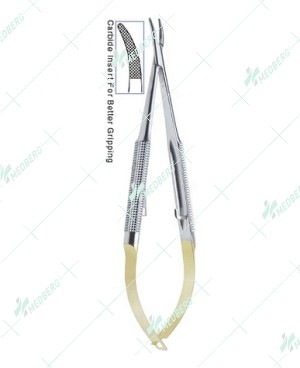 Micro Needle Holder – Curved Tip, 13.2cm long