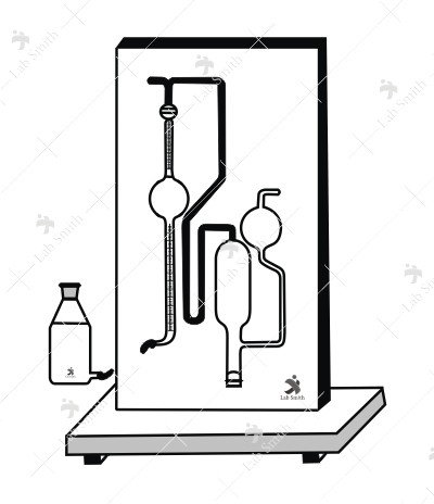 Oxygen Determination Assembly, as per I.S. specification, fitted on wooden stand.