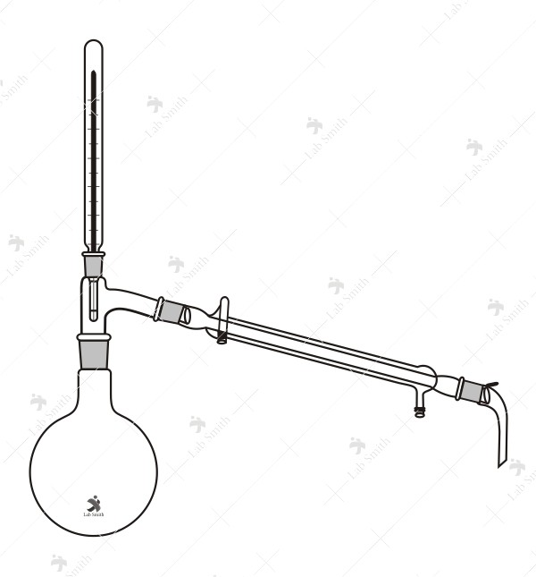 Preparation Assembly, Consists of R.B. Flask, Still head, Thermometer, Liebig Condenser and receiver adapter.