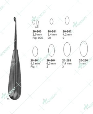 Schede Bone Curettes, 2.5 mm
