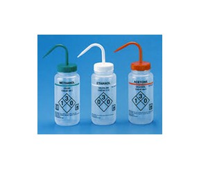 Self venting labeled wash bottles