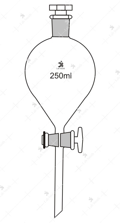 Separating Funnels, with Glass key stopcock, Interchangeable Stopper, Globe Shape, Plain Stem.