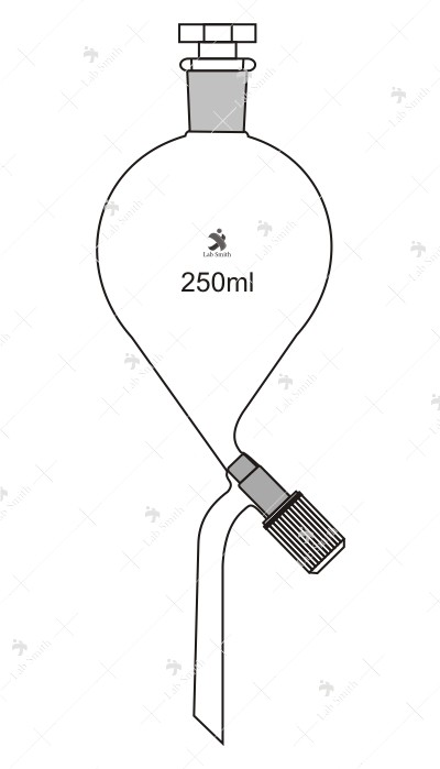 Separating Funnels, with Screw type, PTFE Needle Valve rotaflow stopcock, Interchangeable Stopper, Globe Shape, Plain Stem.