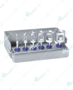 Set of 6 Short Trephines with Bur Block