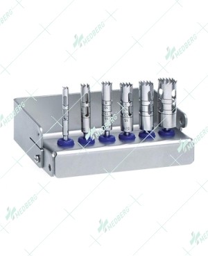 Set of 6 Trephines with Bur Block