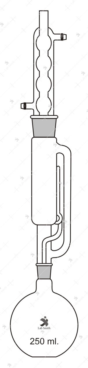 Soxhlet Extraction, consists of Flask, Extractor and Condenser.