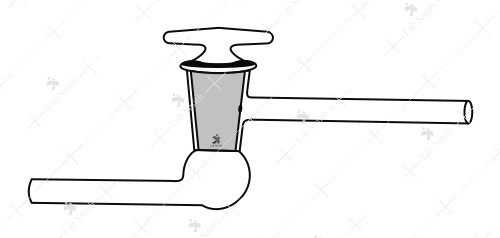 Stopcock, L Type, Lower Limb bent at Right Angle, Hollow Plug, High Vacuum.
