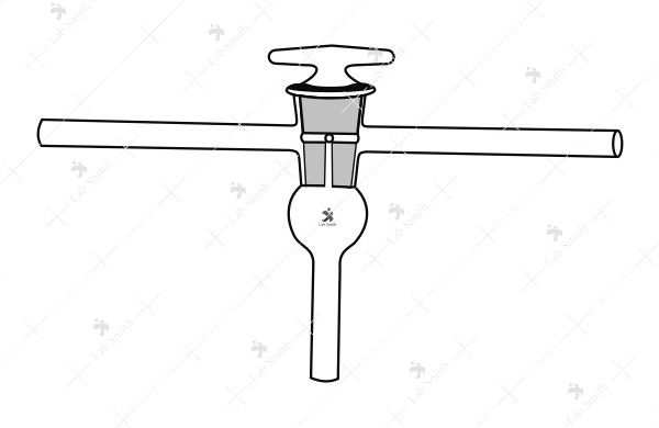 Stopcock, L Type, Three Limb, Hollow Plug, High Vacuum.