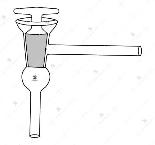 Stopcock, L Type, Two Limb with Mercury Cup, Lower Limb Vertical, Hollow Plug, High Vacuum.