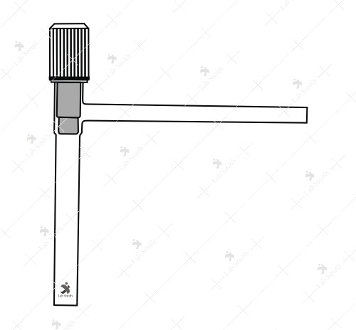 Stopcock Screw type, PTFE key, with Two Plain limbs at Right Angle.