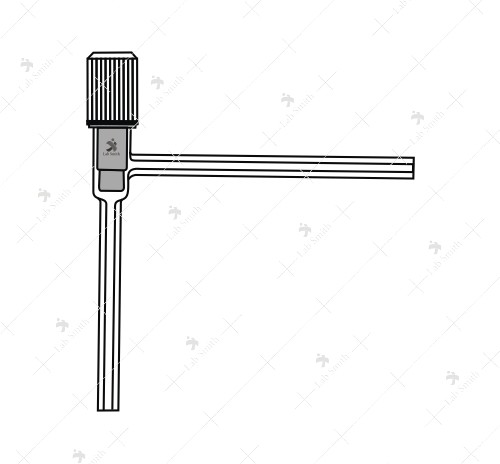 Stopcock Screw type, PTFE key, with Two Plain limbs at Right Angle, Capillary Bore.