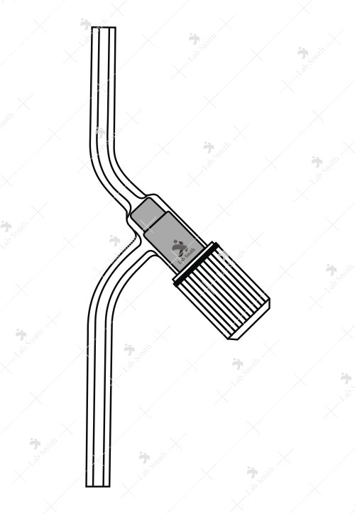 Stopcock Screw type, PTFE key, with Two Plain limbs, Capillary Bore.