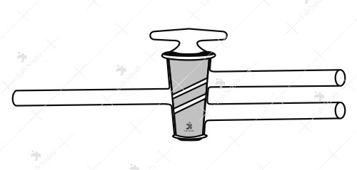 Stopcock, Three Way Double Oblique Bore, High Vacuum.