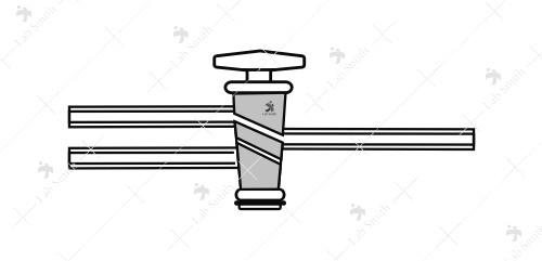 Stopcock, Three Way Double Oblique Bore, Side Capillary.