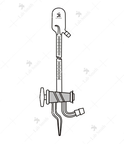 Sulphur Burette, 4 ml. with automatic zero, three way double obilique bore stopcock at the bottom.