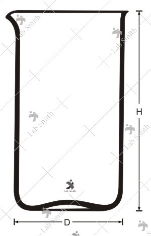 Tall form beakers with spout, transparent