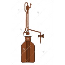 Burette, Automatic Zero Glass Key Stopcock, Mounted on Reservoir, with Rubber bellow. Accuracy as per Class ‘B’ (Amber)