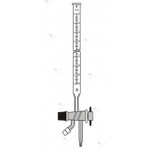 Burette, Double Oblique Bore PTFE Key Stopcock, 3-way. Accuracy as per class ‘A’ with works certificate