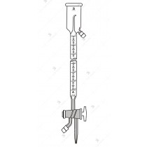 Burette, Over Flow Cup, Automatic Zero, Double Oblique Bore Glasskey Stopcock, 3-way. Accuracy as per class ‘A’ with works certificate