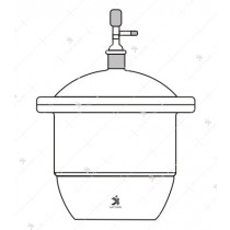 Dessicator, Vacuum with tubular lid, Ground Flanges stopcock made of Neutral Glass, supplied with Perforated Porcelain Plate.