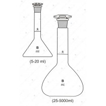 Flask Volumetric (Measuring) with Interchangeable PP Stopper, Accuracy as per Class ‘B’.